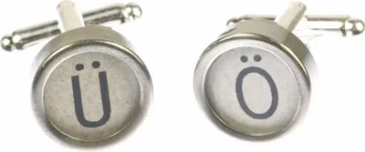 Produktbild von Ä Ü Ö UMLAUTE Manschettenknöpfe Vintage Schreibmaschinentaste Miniblings weiß
