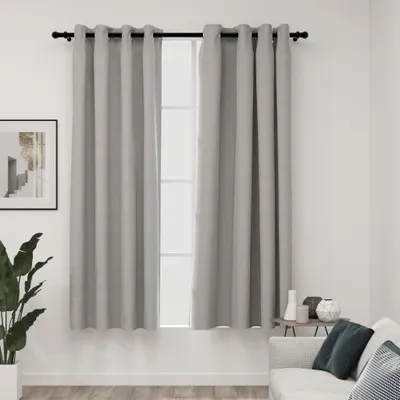 Immagine prodotto di The Living Store Tende oscuranti occhielli look lino 2 pz. Grigio 140x175 cm
