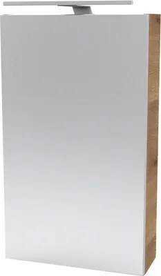 Produktbild von Fackelmann MILANO Spiegelschrank mit LED-Beleuchtung  Alibertschrank für Bad und Gäste-WC (40 x 68 x 15,3 cm)  SBC Badschrank mit Spiegel in Holz Braun  Tür links