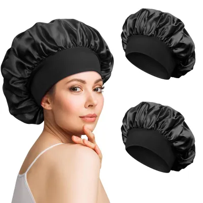 Produktbild von Satin Schlafhaube 2 Stück, Verstellbare Seidenhaube Für Damen, Atmungsaktive Schlafmütze Zum Schutz Der Locken