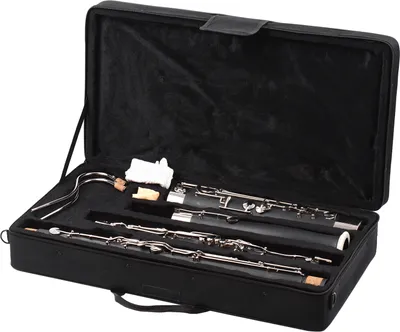 Produktbild von Professionelles Fagott in C-Taste, synthetisches Holz, versilberte und vernickelte Tasten, mit Rohrhandschuh, Tuch und Tasche