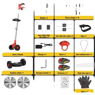 Imagen del producto de Cortador de césped, opciones con múltiples cuchillas, diseño ligero, incluye 2 baterías