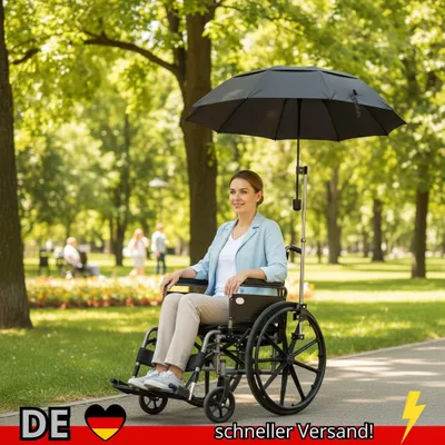 Produktbild von Verstellbarer Schirmständer aus Edelstahl für Rollstühle und Fahrräder
