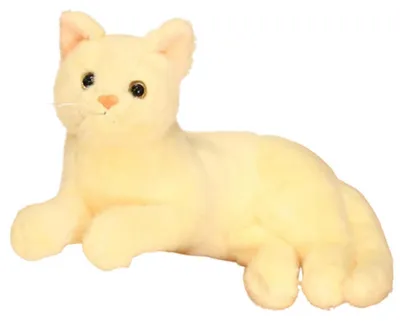 Image de Peluche chat, reproduction réaliste, 36 cm, jaune, peluche courte