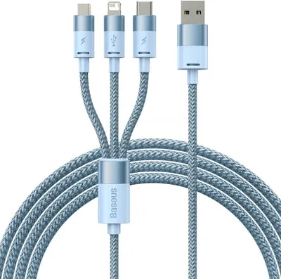 Produktbild von Kabel Baseus StarSpeed 3in1 USB-A für USB-C / Lightning / MicroUSB 3.5A, 1,2m, Blau