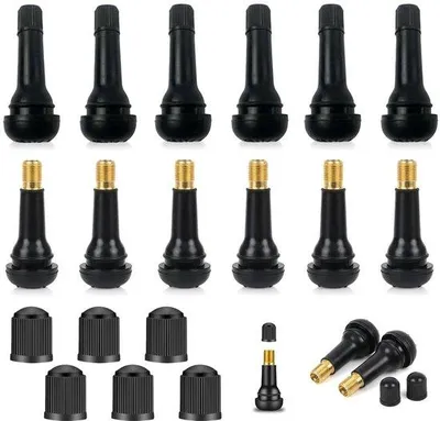 Produktbild von 12 Stück Gummiventile TR414, Reifenventil schwarz Auto Gummiventile Gürtelventil Gummiventile Felgenventile Einrastventile