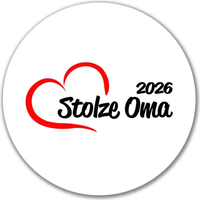 Produktbild von Huuraa Aufkleber Stolze Oma 2026 Herz 10cm rund Sticker Geschenkidee