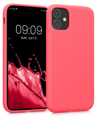 Produktbild von kwmobile Hülle kompatibel mit Apple iPhone 11 Hülle - gummierte TPU Silikon Handyhülle - Schutzhülle für kabelloses Laden - Case in Leuchtende Koralle