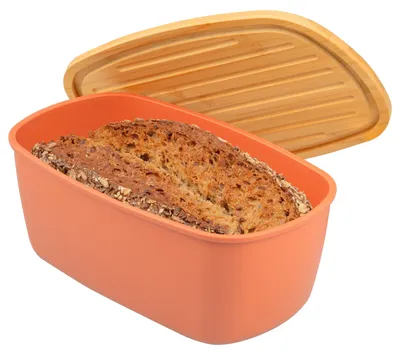 Productafbeelding van Bremermann brooddoos met bamboe deksel, snijplank, broodpot, roodbruin