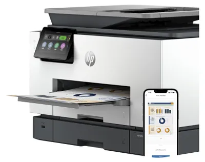 Produktbild von HP OfficeJet Pro 9130b Wireless All-in-One Farbe Drucker, Beidseitiger Druck; Kopierer, Scanner, Thermal Inkjet, Farbdruck, 4800 x 1200 DPI, A4, Direktdruck, Grau