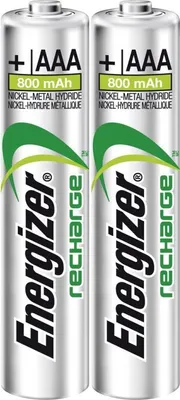Produktbild von Energizer E300624300, Wiederaufladbarer Akku, AAA, Nickel-Metallhydrid (NiMH), 1,2 V, 2 Stück(e), 800 mAh