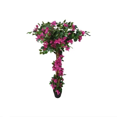Produktbild von Künstlicher Bougainvillea Baum 125 cm - Realistische Kunstpflanze im Topf für Innen- & Außendekoration