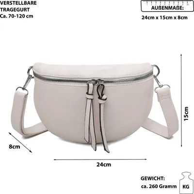 Produktbild von Bauchtasche (GSL-313) Klein Umhängetasche Klein Kunstleder Italy-Design BEIGE