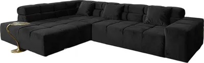 Produktbild von KAWOLA Sofa NEVADA Ecksofa Velvet schwarz Recamiere links mit motorischem Sitzvorzug