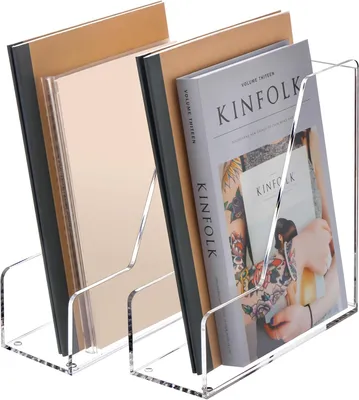 Produktbild von Transparente A4-Zeitschriftenhalter aus Acryl, vertikale Ordner für Büro, 2er-Pack Magazine File A4, langlebig und stabil Schreibtisch Organizer