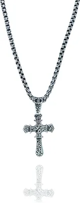 Produktbild von Karisma Edelstahl Kettenanhänger Kreuz Oxidiert Edelstahlkette 4mm Durchmesser - 55.0 Zentimeter