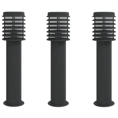 Image de vidaXL Lampes d'allée 3 pcs. noir 60 cm acier inoxydable