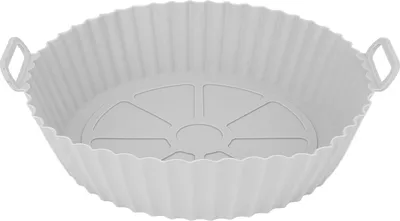 Produktbild von Fritteusen-Silikoneinlage, rund, antihaftbeschichtet, hochtemperaturbeständig, wiederverwendbares Ofen-Backblech mit Griff, Grau