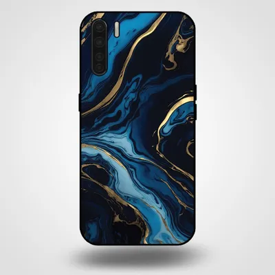 Produktbild von Smartphonica Handytasche für OPPO A91 mit Marmordruck - TPU Rückseite Fall Marmor Design - Gold Blau