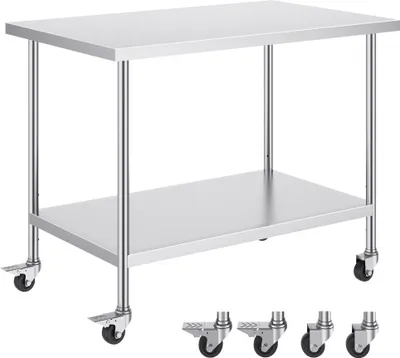 Obrázok produktu pre Pracovný stôl z nehrdzavejúcej ocele - Prípravný stôl 762x1219mm - Komerčný pracovný priestor - Robustný kuchynský nábytok - Komerčné použitie