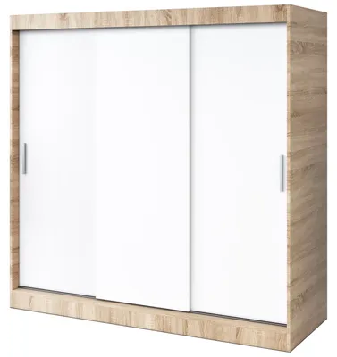 Produktbild von Schiebetürenschrank 200x200cm - Sonoma Eiche & Weiß Matt - Kleiderschrank GOLD - mit 4 Einlegeböden & 4 Kleiderstangen