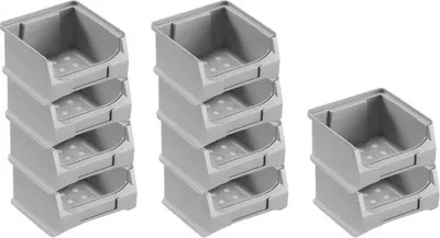 Produktbild von SparSet 10x Graue Sichtlagerbox 1.0 | HxBxT 6x10x10cm | 0,4 Liter | Sichtlagerbehälter, Sichtlagerkasten, Sichtlagerkastensortiment, Sortierbehälter