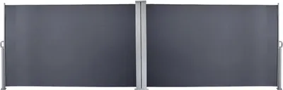 Immagine prodotto di Fiqops tenda da sole doppia laterale Tende da sole estensibili 180x600cm Schermo privacy in alluminio Protezione dal vento Protezione dal sole Tenda a rullo laterale Grigio