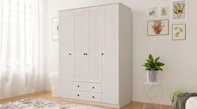 Productafbeelding van Skye Decor, model Rb-063, garderobekast, matwit, spaanplaat, 140 x 184 x 52 cm