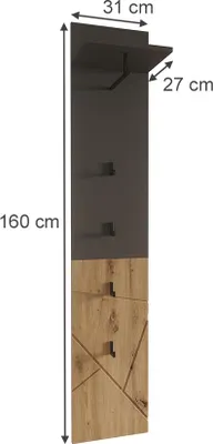 Produktbild von Wandgarderobe Vicco Irma Anthrazit/Artisan 31 x 160 cm, Model 59040