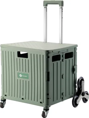 Produktbild von Packaway XL Faltbarer Einkaufswagen, Einkaufskiste mit 6 Rädern für Treppen mit Deckel 50 Liter - Grün