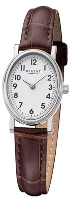 Produktbild von Regent Damen Armbanduhr F-1305 Edelstahl Lederband braun