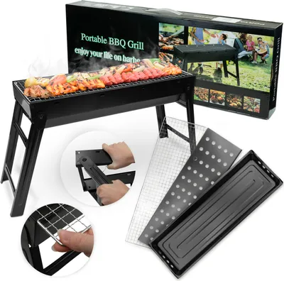 Produktbild von Tragbarer Holzkohlegrill – Klappbarer Brikettgrill für Garten, Terrasse & Camping