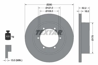 Obrázok produktu pre 2 zadné brzdové kotúče Textar pre Nissan Cabstar Nt400