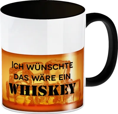 Produktbild von Ich wünschte das wäre ein Whiskey Kaffeebecher Schwarz