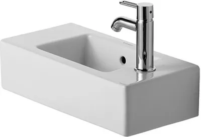 Produktbild von Duravit Handwaschbecken VERO mit Überlauf, Hahnlochbank, 500 x 250 mm Hahnloch-Vorstich weiß