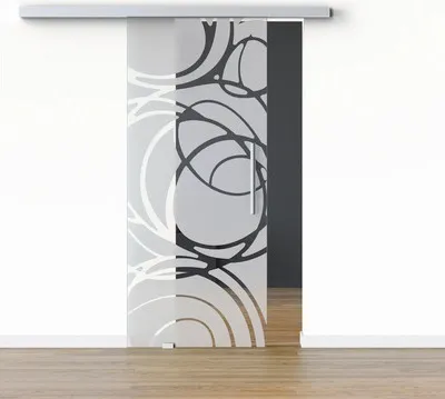 Produktbild von Pertura Glasschiebetür Komplettset Glera Mystic 02 900x2175 mm Links inkl. Beschlag Selir Aluminium natur,Stangengriff