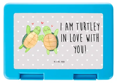 Produktbild von Mr. & Mrs. Panda Bentobox Schildkröten Paar - Grau Pastell - Geschenk, für Freundin, Valentinstag, Partner, Bento Box, Hochzeitstag, Lunchbox, Frauen, Snackbox, Freund