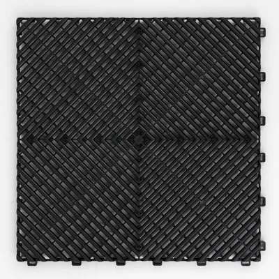 Produktbild von Kunststoff Fliesen für Garage Werkstatt und Balkon Garagenboden Klickfliesen schwarz in 40 x 40 cm
