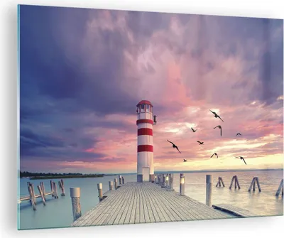 Produktbild von Bilder auf glas - Einteilig - Laterne Meer Küste - 70x50cm - Glasbilder - Wandbilder - Bilder - zum Aufhängen bereit - Wanddekoration aus Glas - Glas Bilder - Wandbild auf Glas - GAA70x50-4978