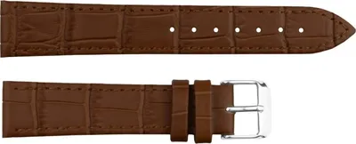 Produktbild von ClassicWatchStraps Leder-Uhrenarmband mit Krokoprägung - Braun, 14 mm, Silber poliert