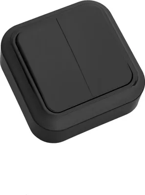 Produktbild von Serienschalter Aufputz IP20, Zweifach-Lichtschalter, schwarz serie Praleska