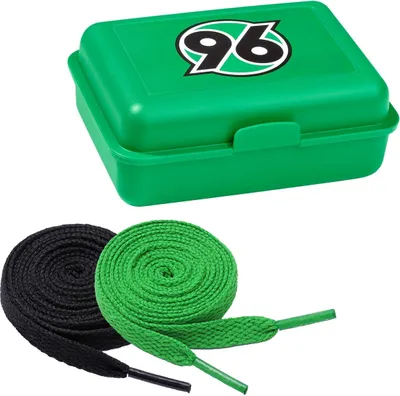 Produktbild von Hannover 96 Brotdose, Brotbüchse, Lunchbox "Logo" + 2 Paar Fan-Schnürsenkel 2# 19#