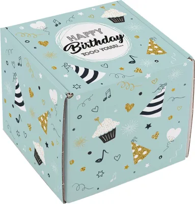 Produktbild von Geschenkbox zum Geburtstag – Geschenkverpackung "Happy Birthday" aus stabiler Pappe (Größe: H)