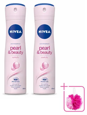 Imagen del producto de 2 aerosoles desodorantes NIVEA Pearl & Beauty, 150 ml - Pack ahorro - 2 unidades