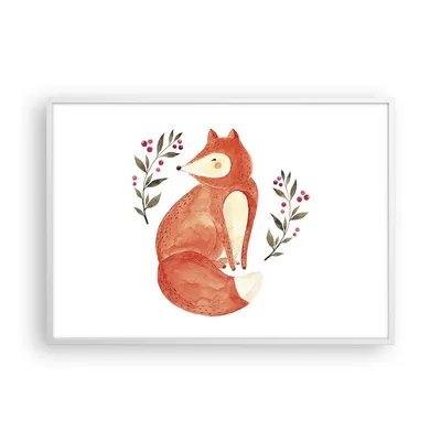 Produktbild von Gerahmtes Poster - Weißer Rahmen - Nov Illustration Fuchs - 100x70 cm - Wand Bild - Wanddeko - Wandbilder - Kunstposter - Wandposter - Bilderrahmen - Bilder - Kunstdruck - P2WAA100x70-4862
