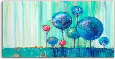 Produktbild von Coloray Spritzschutz aus Glas 120x60  Wandkunst Küchenrückwand Bäume malen künstlerischen Blau