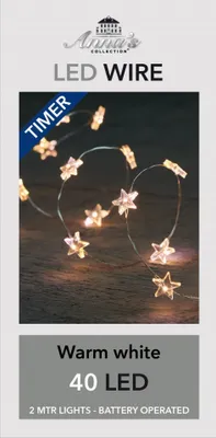 Productafbeelding van Kerstverlichting Batterijverlichting LED ster 40 LED / 2 meter warm wit Anna's collection