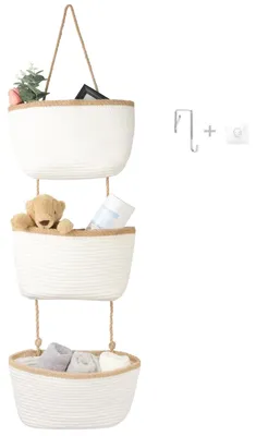 Immagine prodotto di Cesto da appendere alla porta, 3 ripiani, organizer da parete per bagno e cucina