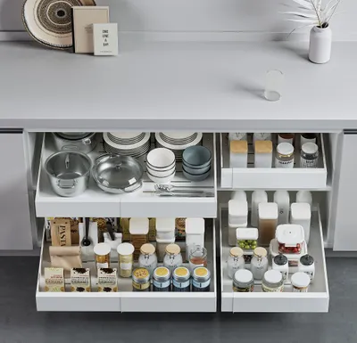 Image de Organisateur de tiroir extensible - Lot de 4 - Fixation sans perçage - Métal, réglable