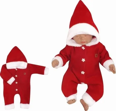 Productafbeelding van Z&Z Kinderen, gebreide overall met capuchon, model "Baby Santa", rood